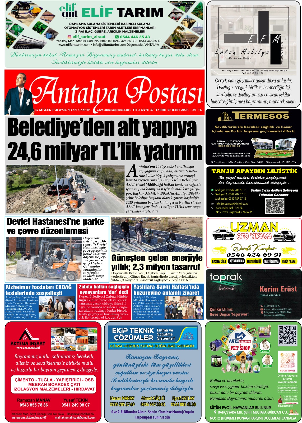 ANTALYA POSTASI GAZETEMİZİN BAYRAM ÖZEL SAYISIDIR….